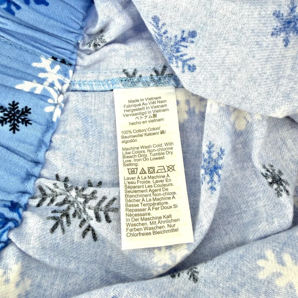 J Crew Flannel Lounge Shorts Womens‎ Large Blue Snowflake Pajama Sleepwear NWT